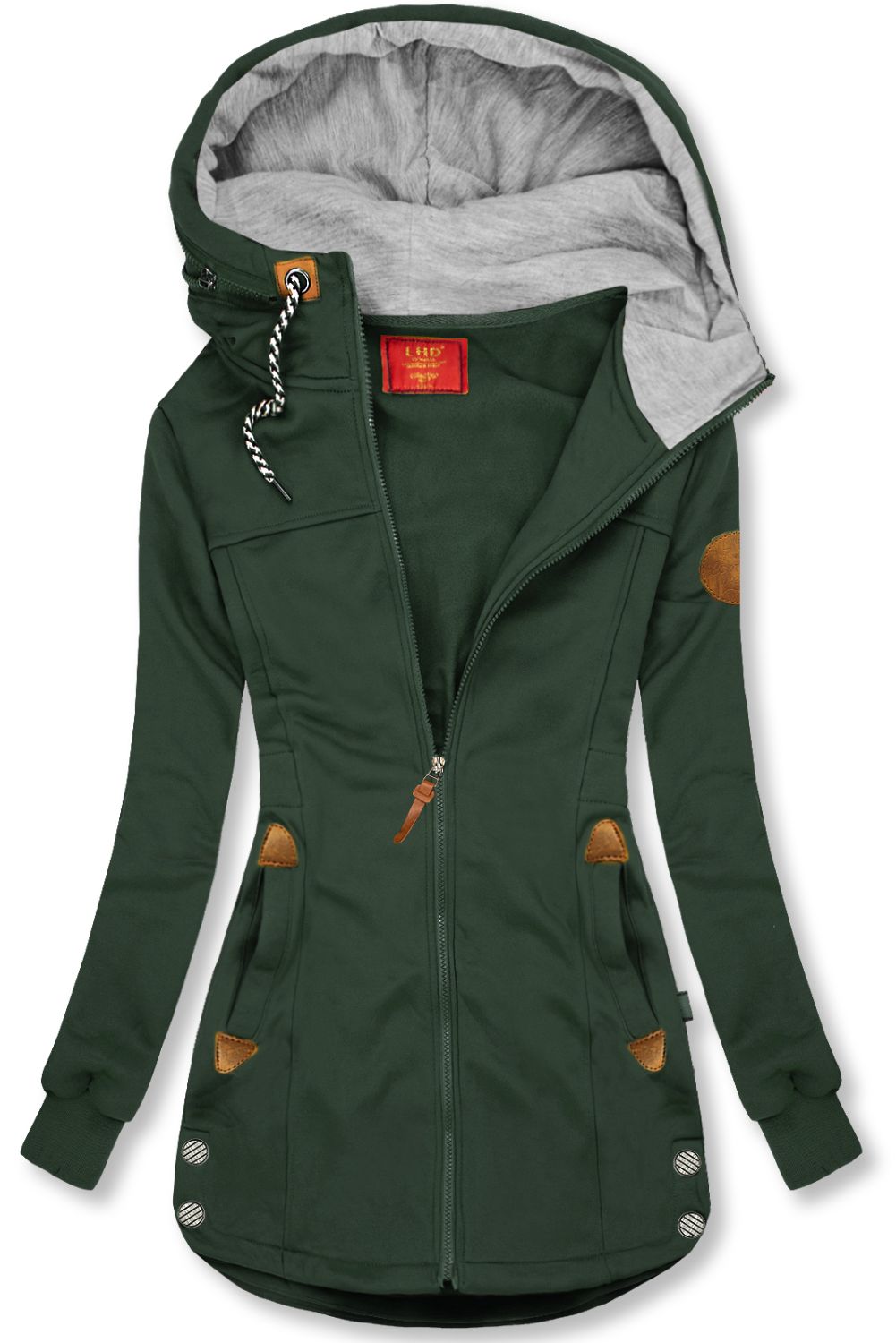 LHD Sweatjacke mit Gummi in der Taille smaragdgrün