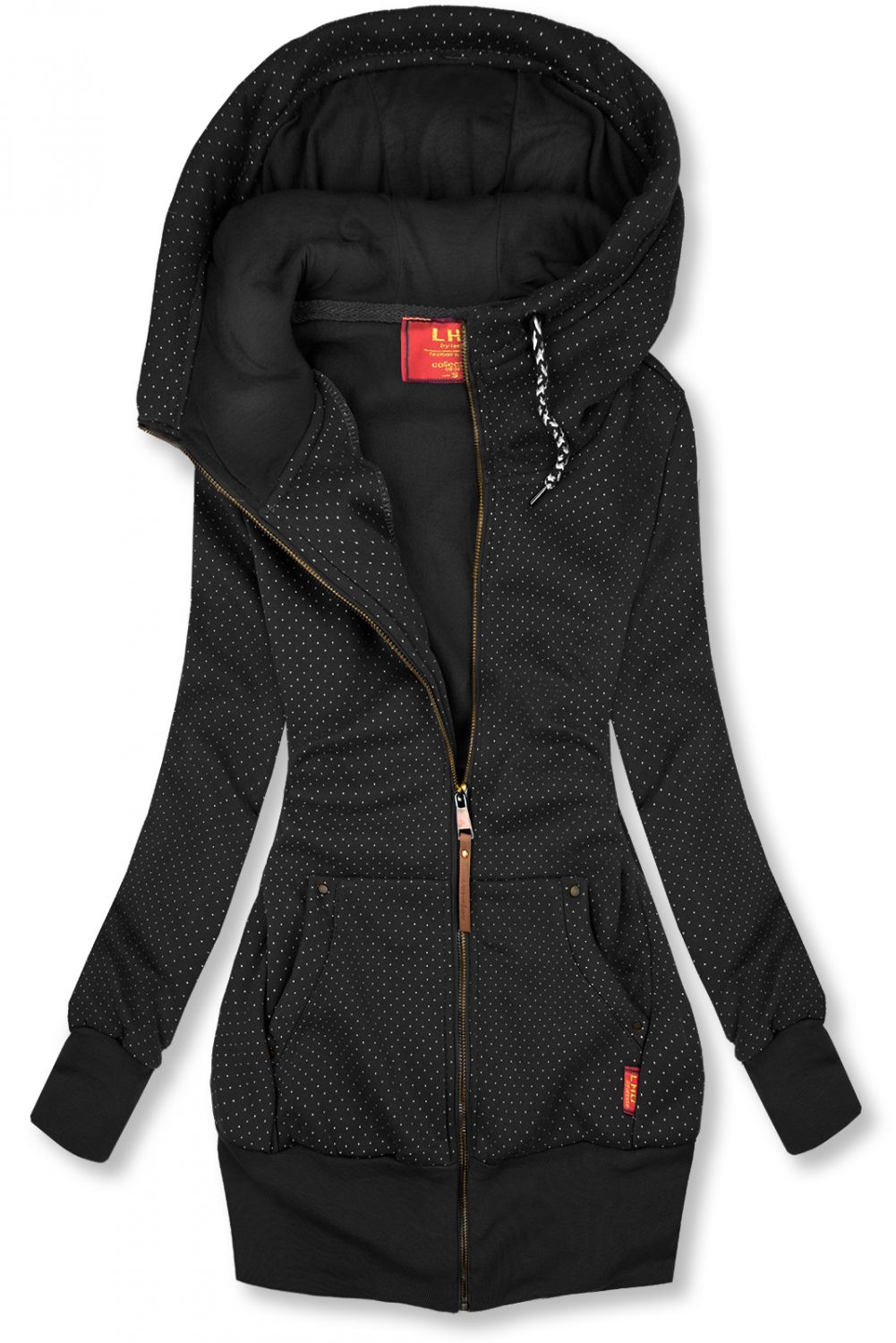 Sweatjacke mit Allover Punkte-Design schwarz