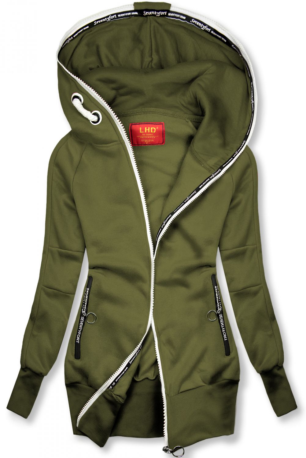 Sportliche Sweatjacke mit Frontzipper khaki