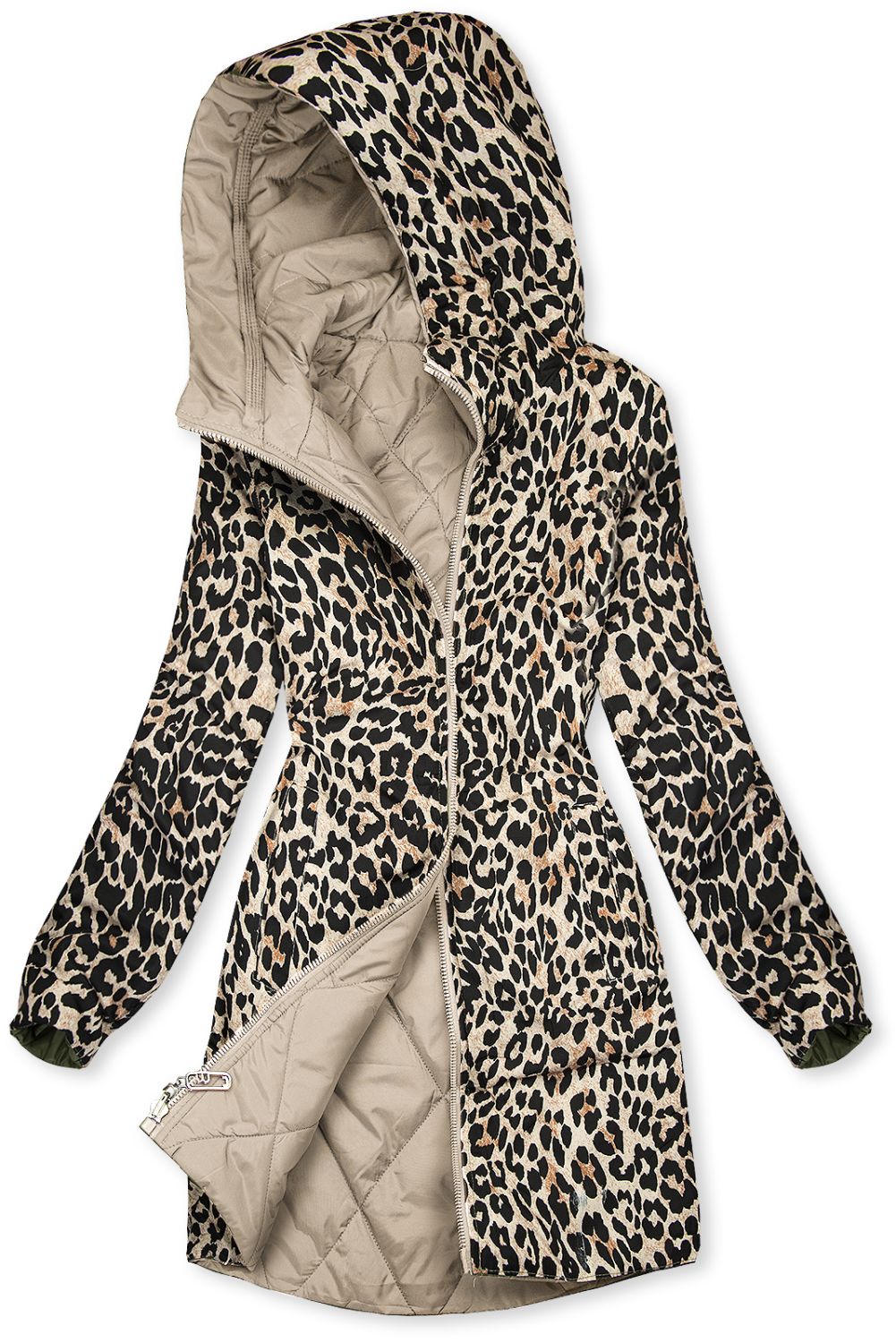 Wendejacke Dunkelbeige/Leopardenmuster