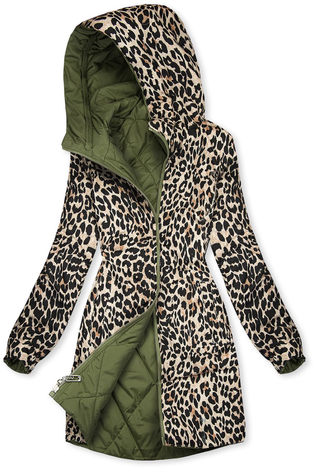 Wendejacke Grün/Leopardenmuster