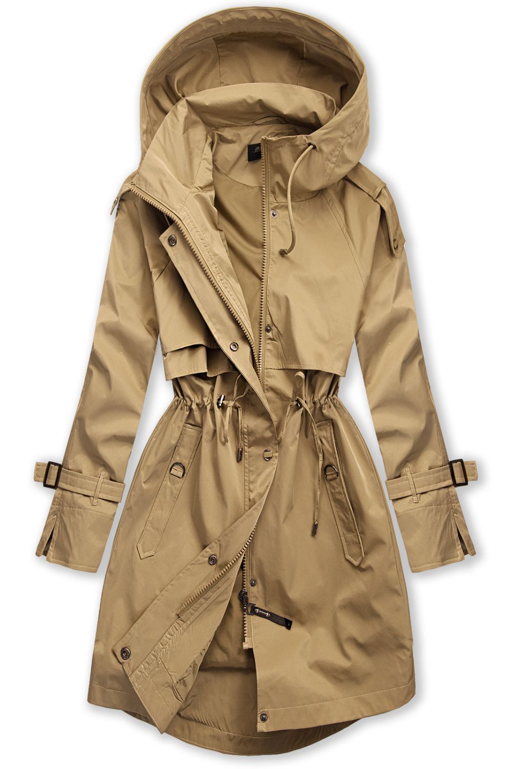 Trenchcoat mit Kapuze Beige