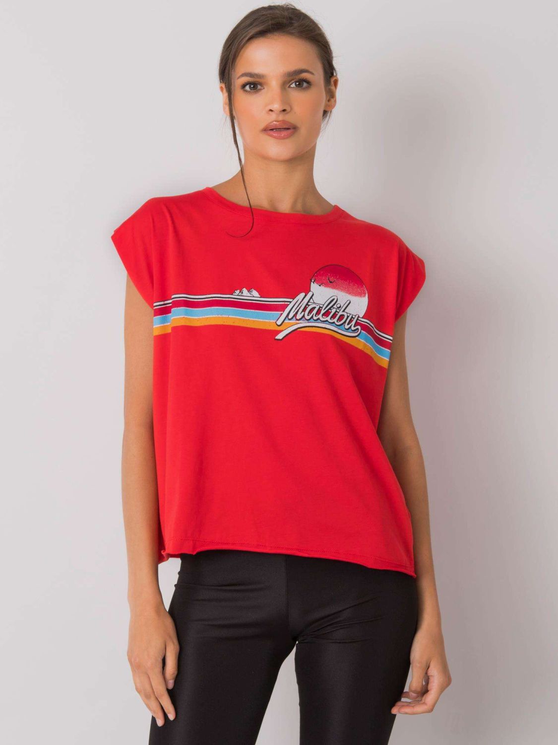 Rotes Damen T-Shirt aus Baumwolle mit Druck