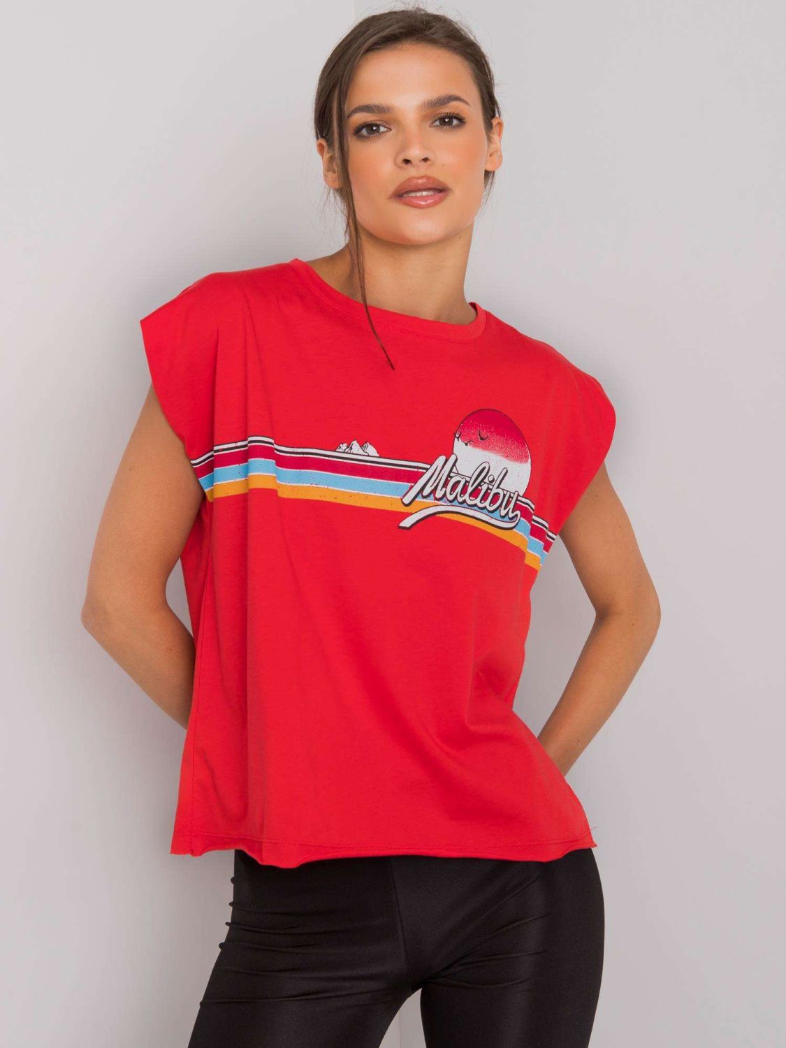 Rotes Damen T-Shirt aus Baumwolle mit Druck
