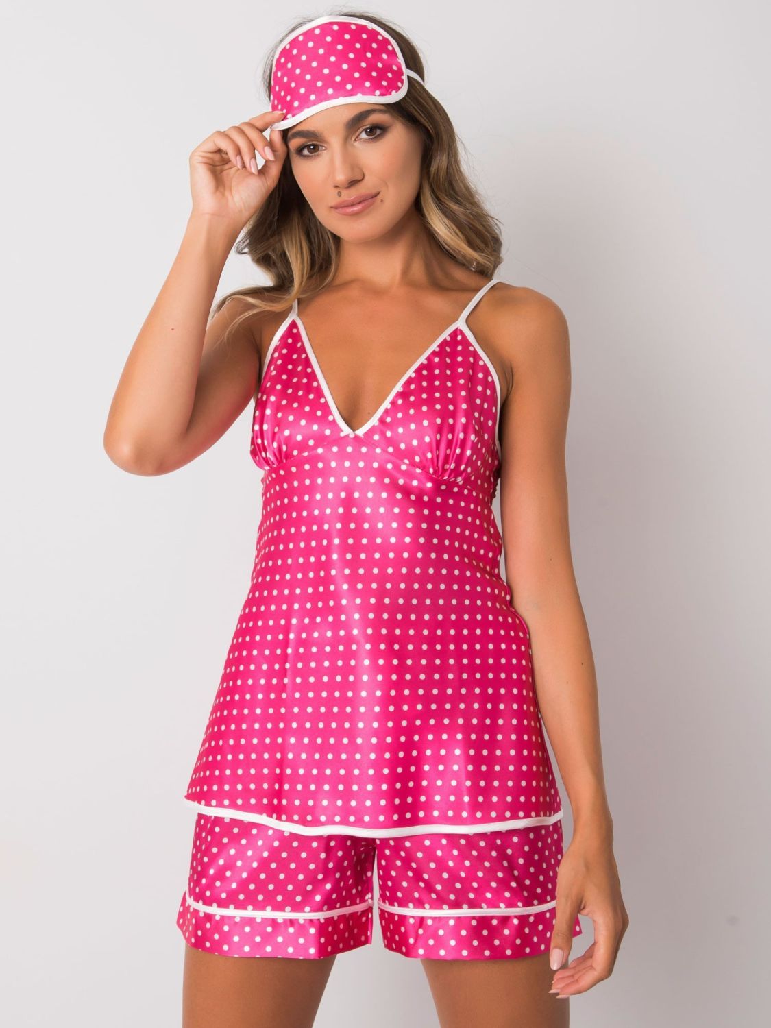 Fuchsia Schlafanzug-Set mit Punkten