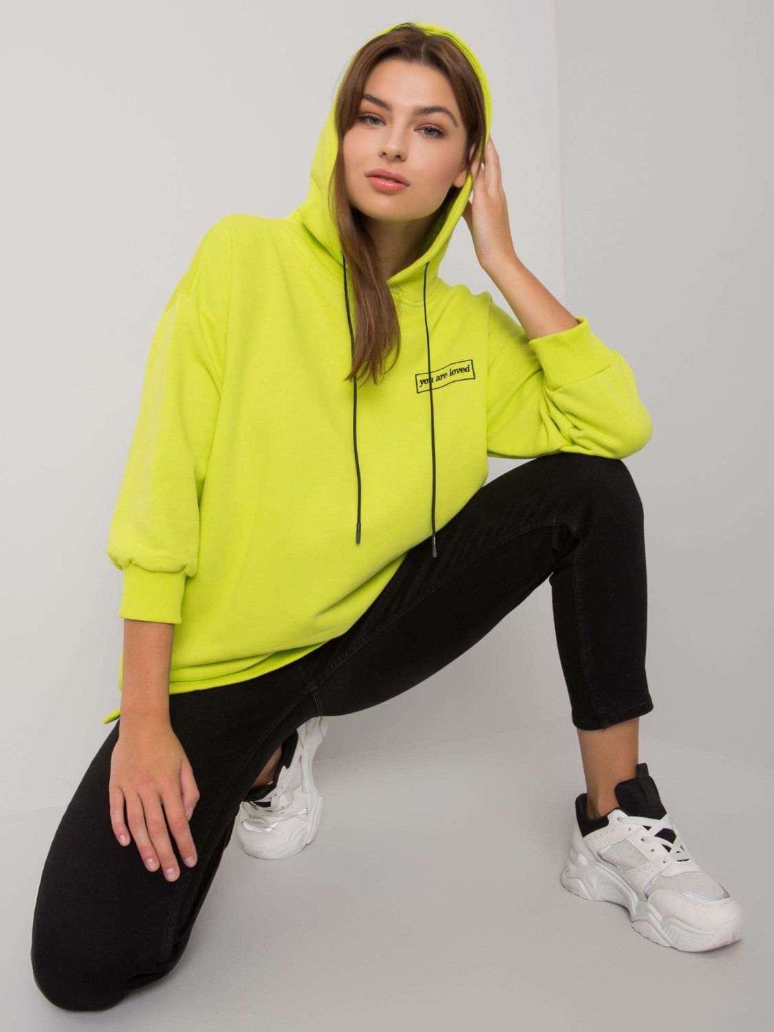 Limettenfarbene Baumwolljacke mit Taschen