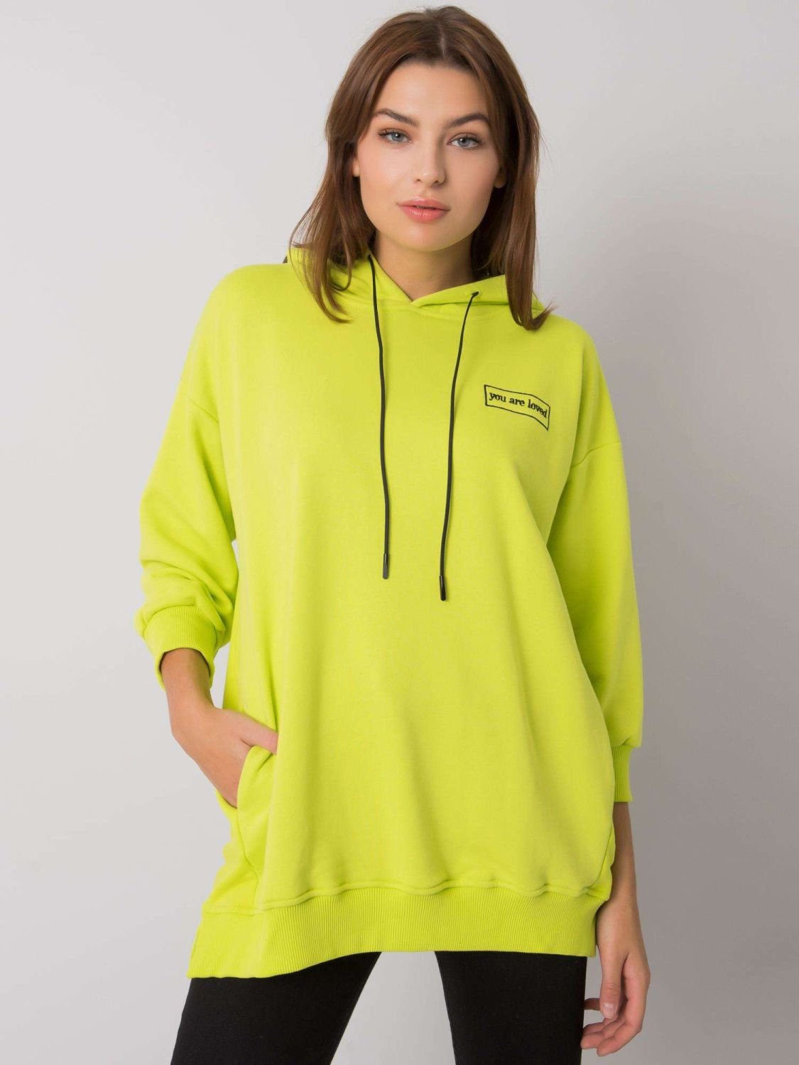 Limettenfarbene Baumwolljacke mit Taschen