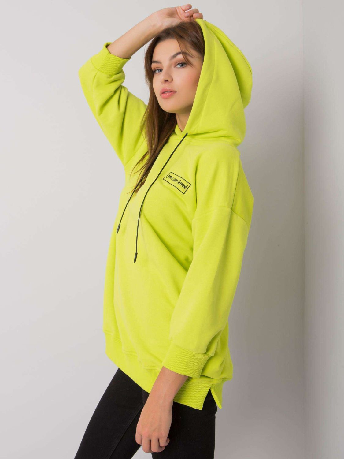 Limettenfarbene Baumwolljacke mit Taschen