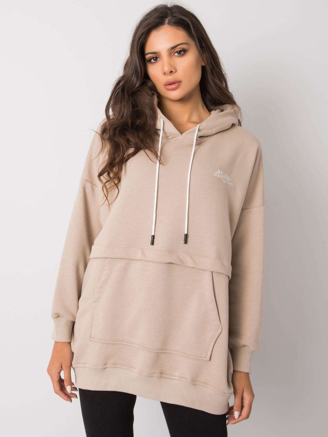 Beige Damen Kapuzenpullover