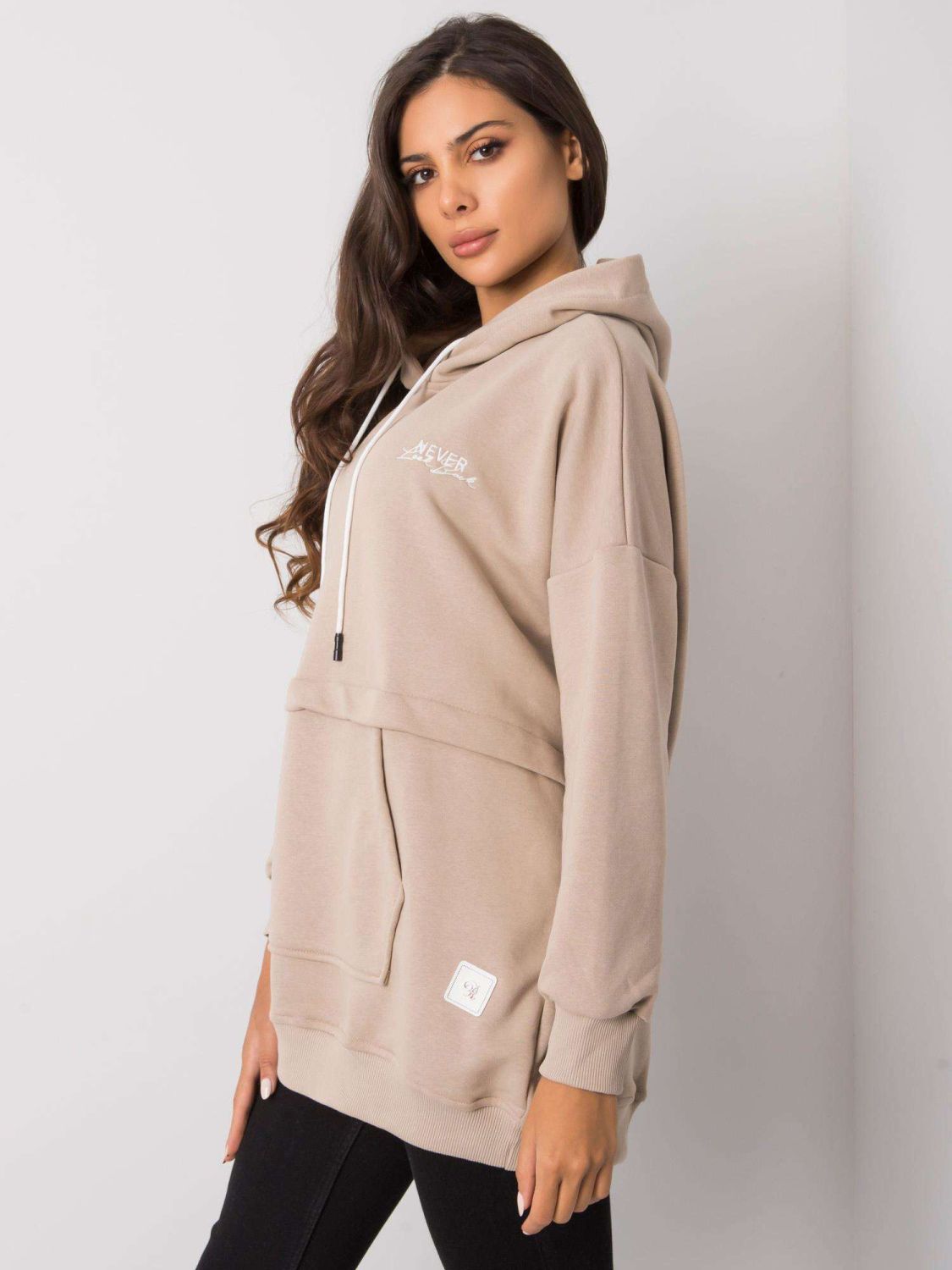Beige Damen Kapuzenpullover