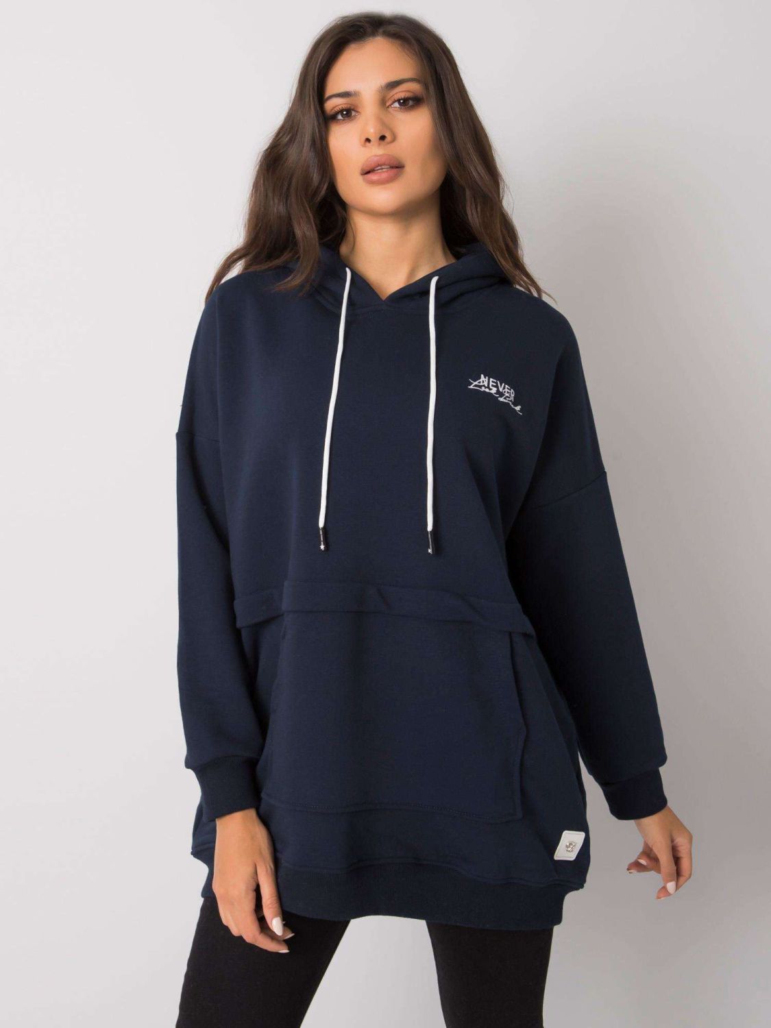 Dunkelblaue Damen Kapuzenpullover