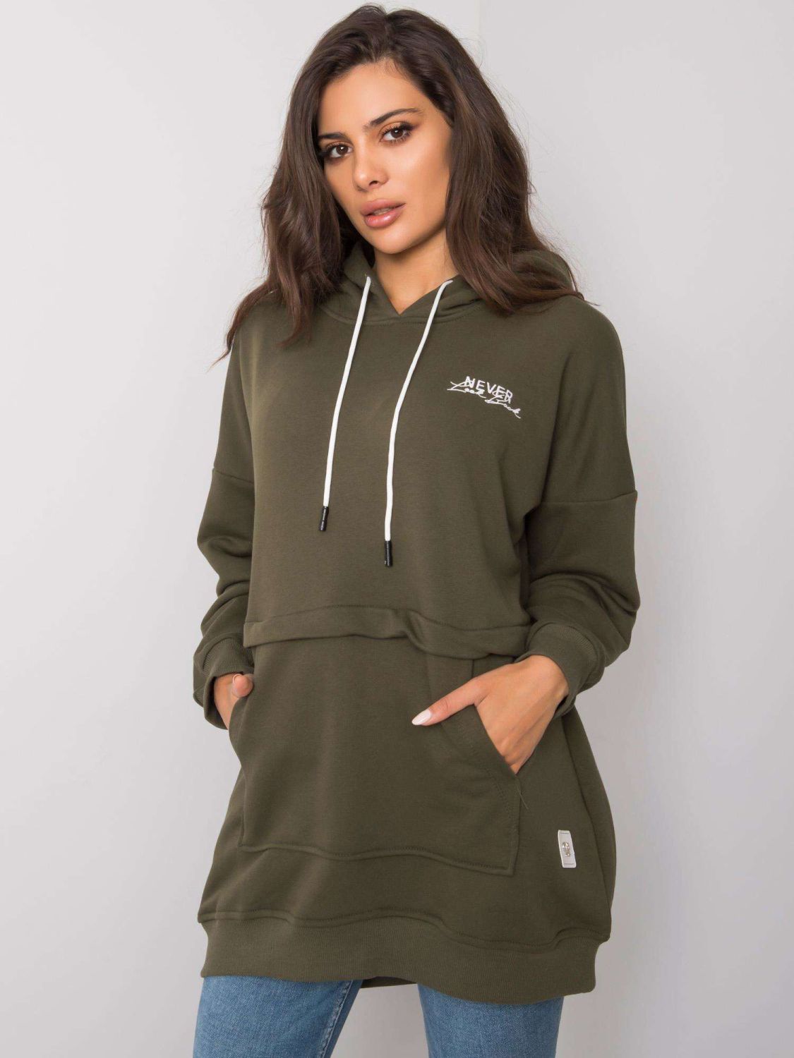 Khaki Damen Kapuzenpullover