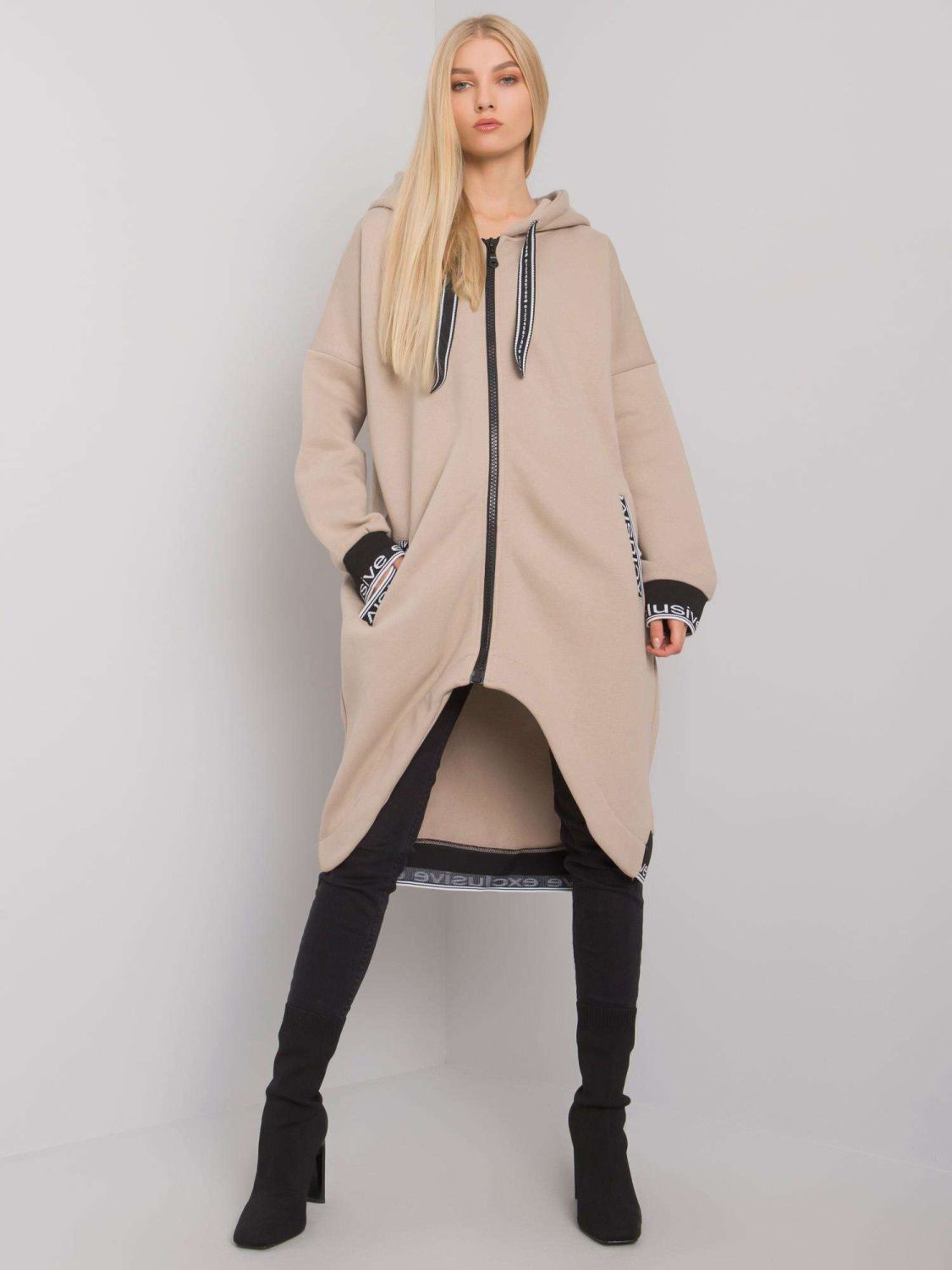 Beige Damen Zip-Hoodie