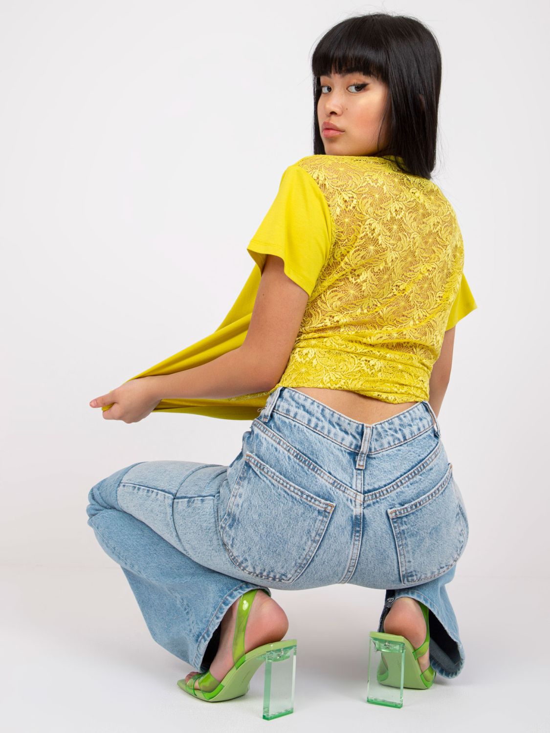 Limettengrüne Bluse mit kurzen Ärmeln