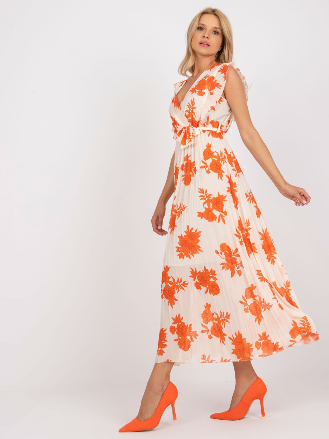 Elegantes oranges Midi-Kleid