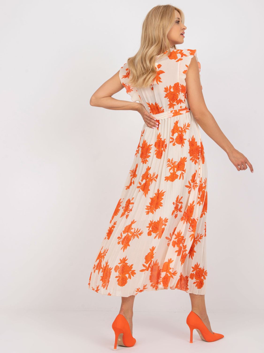 Elegantes oranges Midi-Kleid
