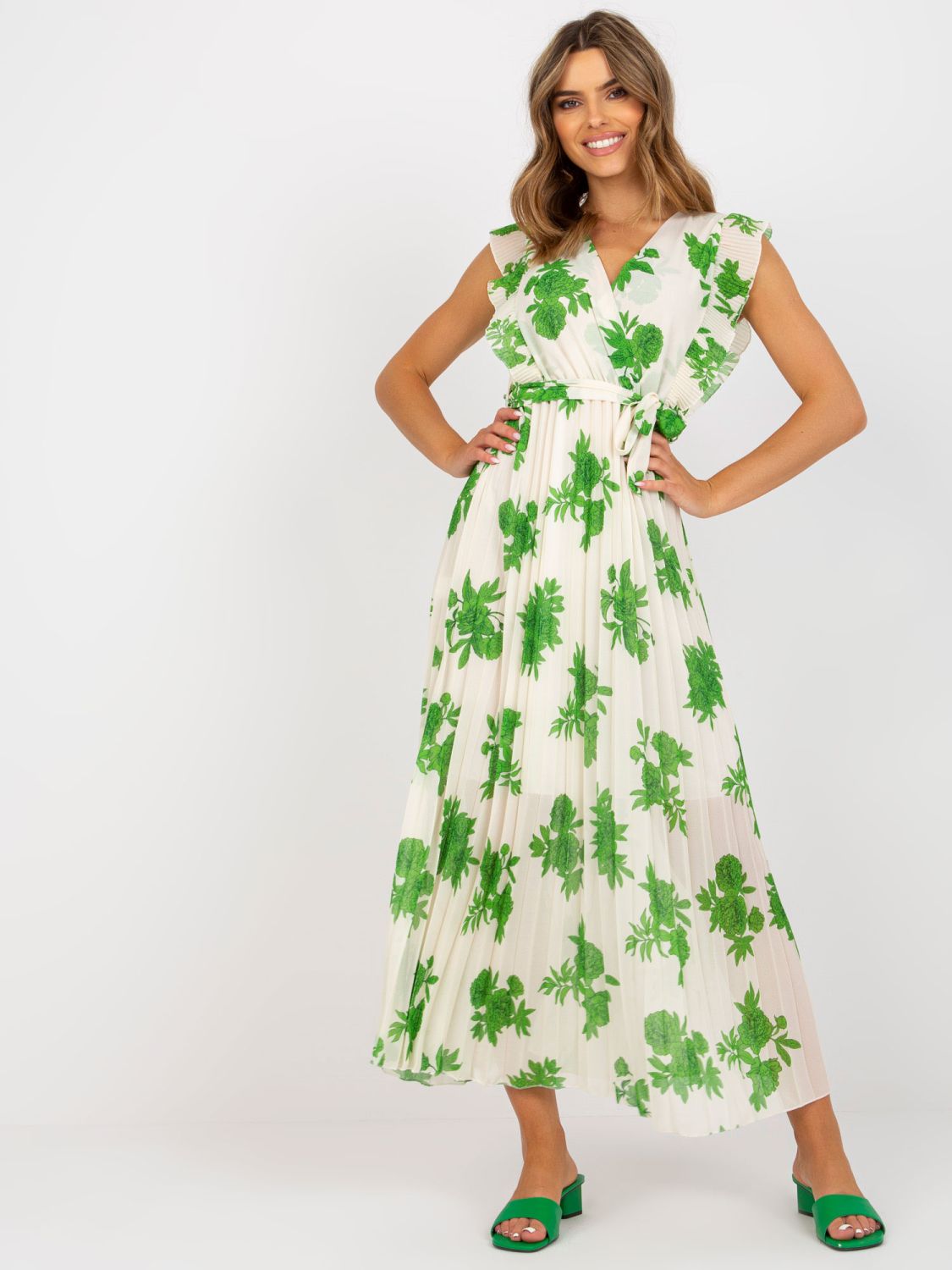Elegantes grünes Midi-Kleid