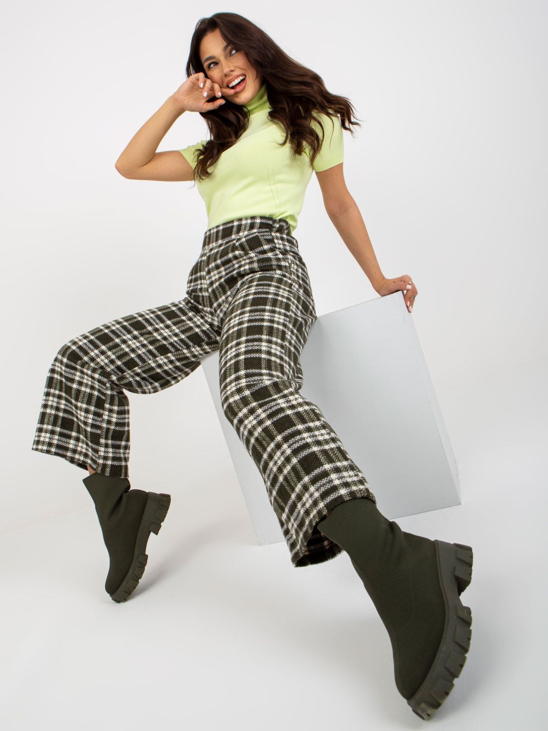 Khaki weite Wollculottes