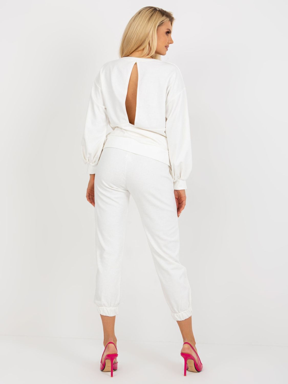 Ecru Damen Casual Set mit freiem Rücken