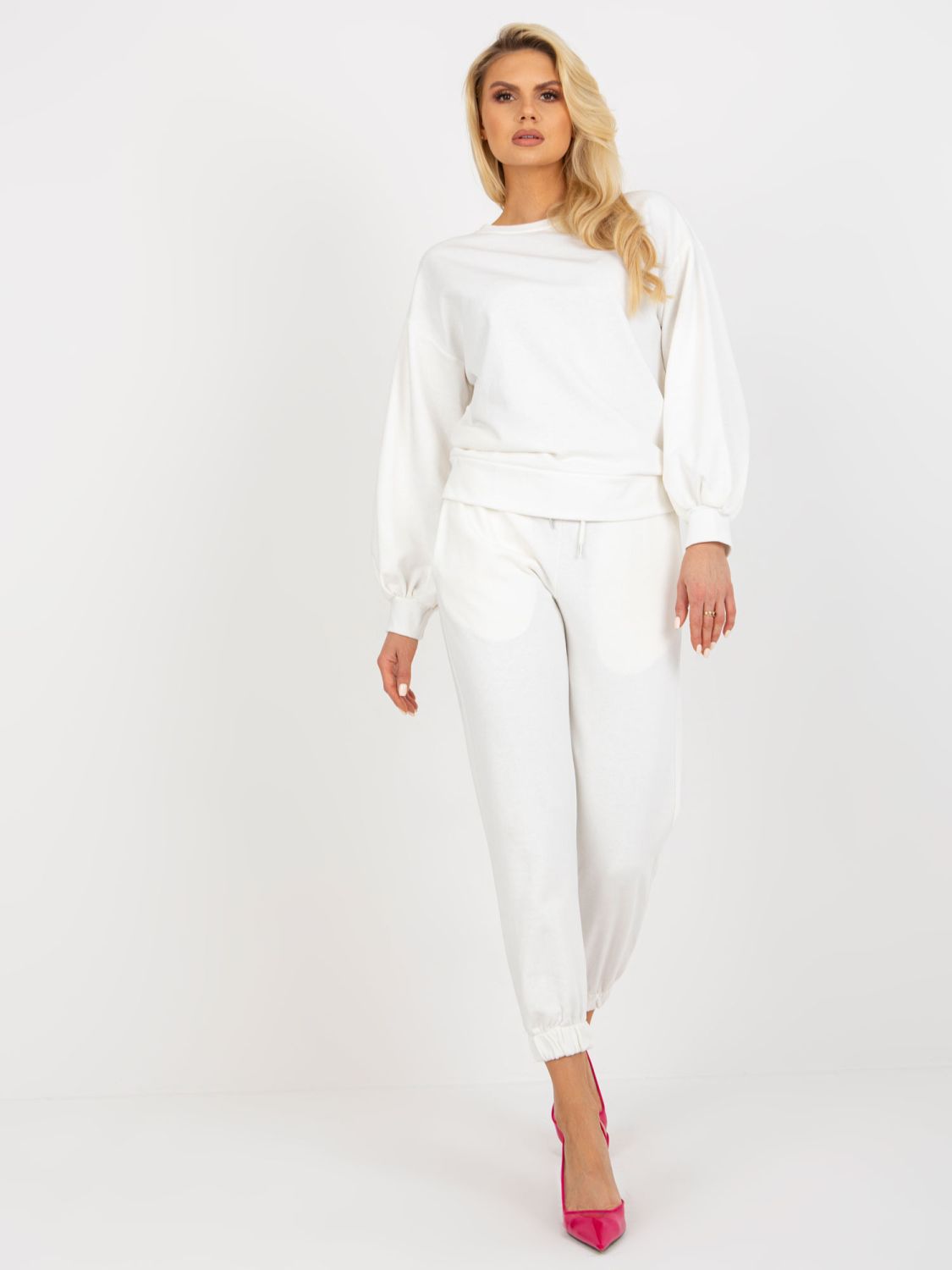 Ecru Damen Casual Set mit freiem Rücken