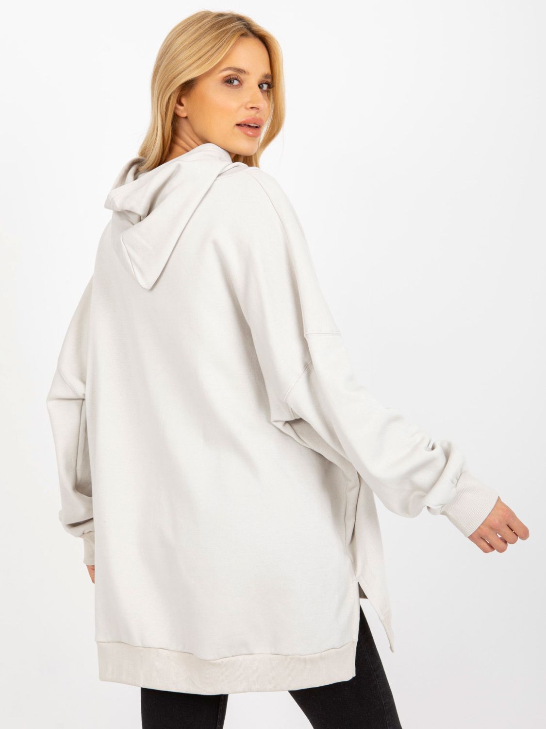 Helle graue lange Oversize-Hoodie MAYFLIES