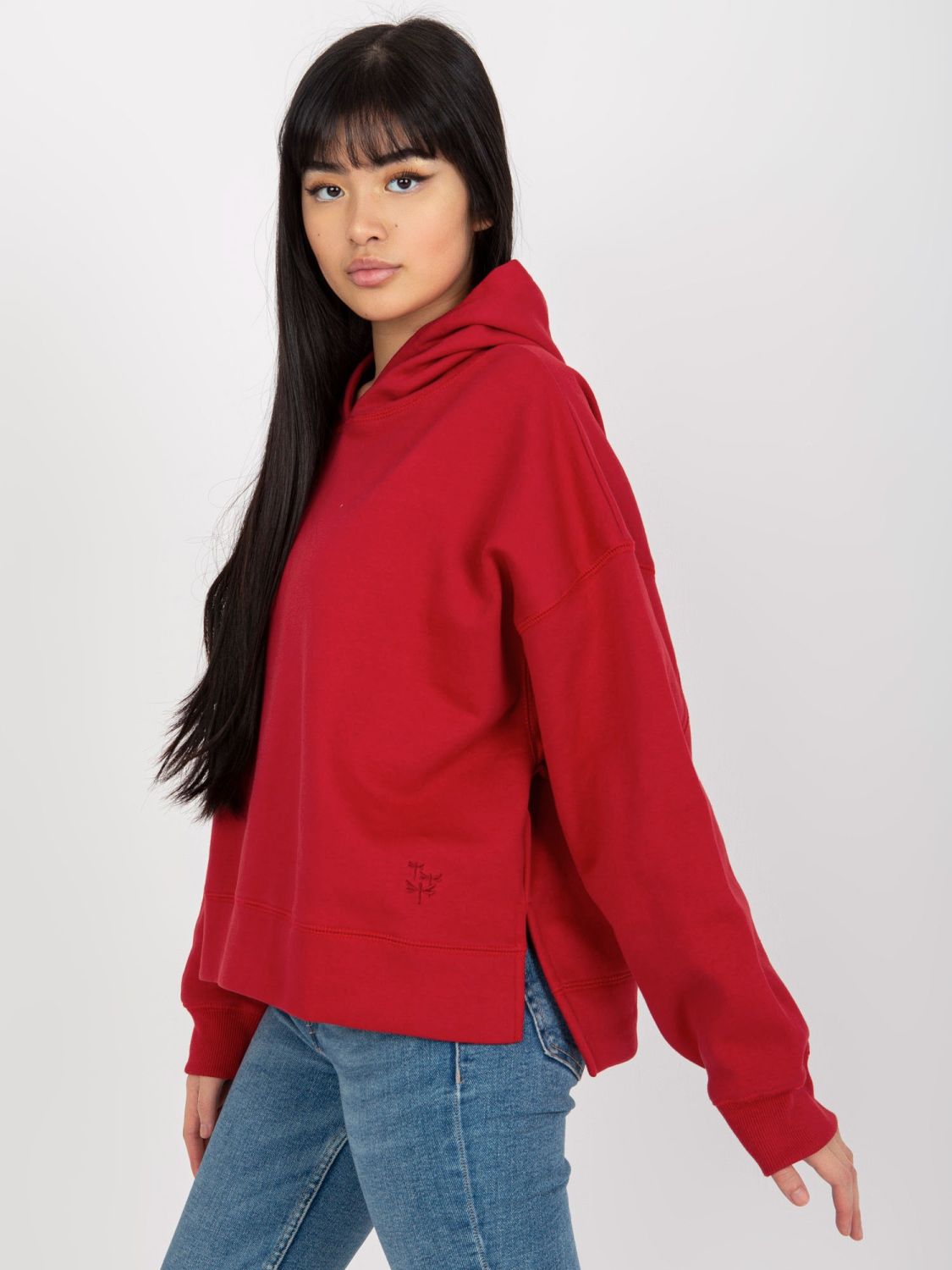 Dunkelrote Kapuzenpullover mit MAYFLIES-Patch