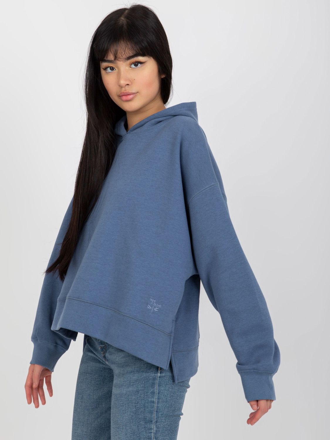 Dunkelblaue Sweatshirt mit Kapuze und Schlitzen MAYFLIES