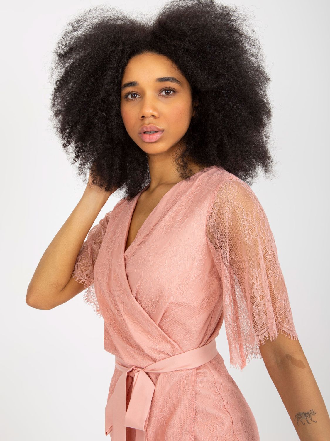 Rosa Spitzen Cocktailkleid für Hochzeiten