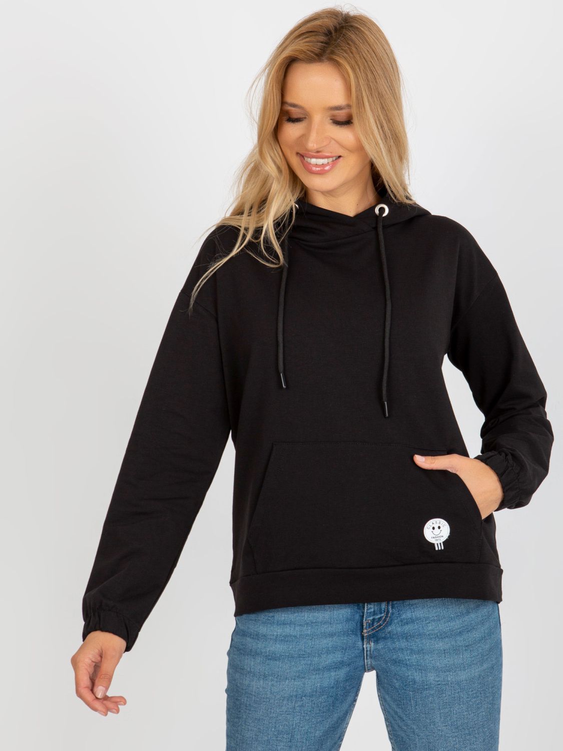 Schwarzer Damen Hoodie aus Baumwolle