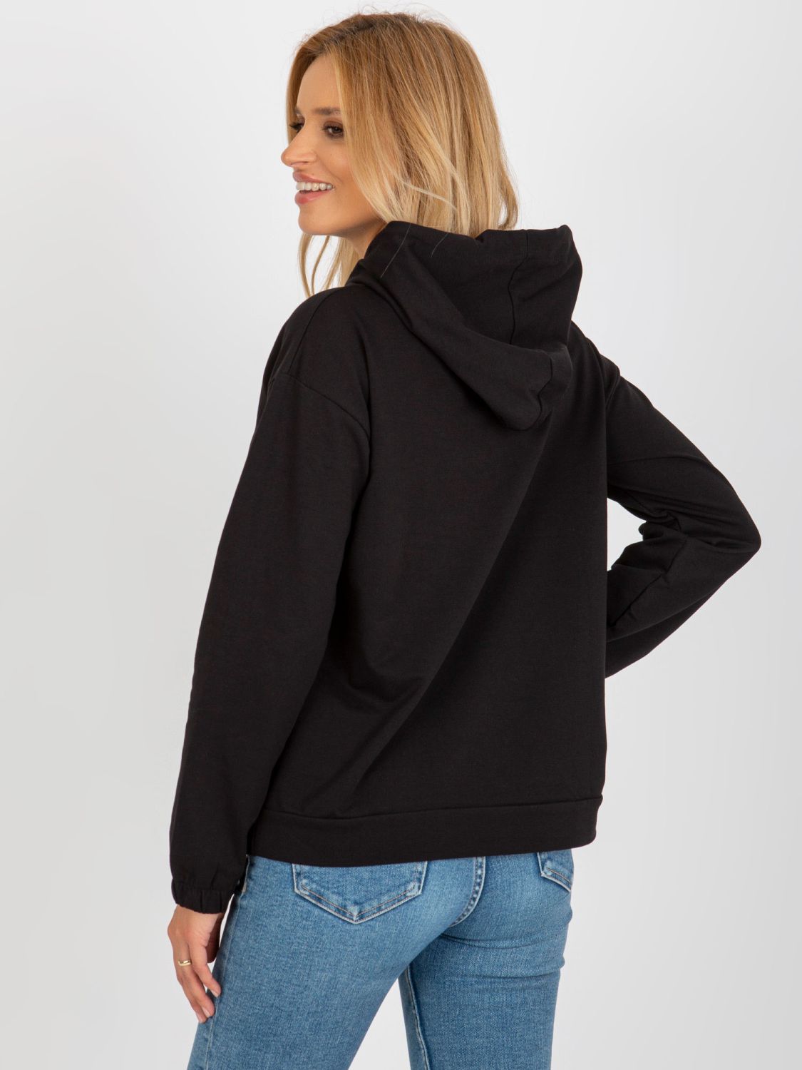 Schwarzer Damen Hoodie aus Baumwolle
