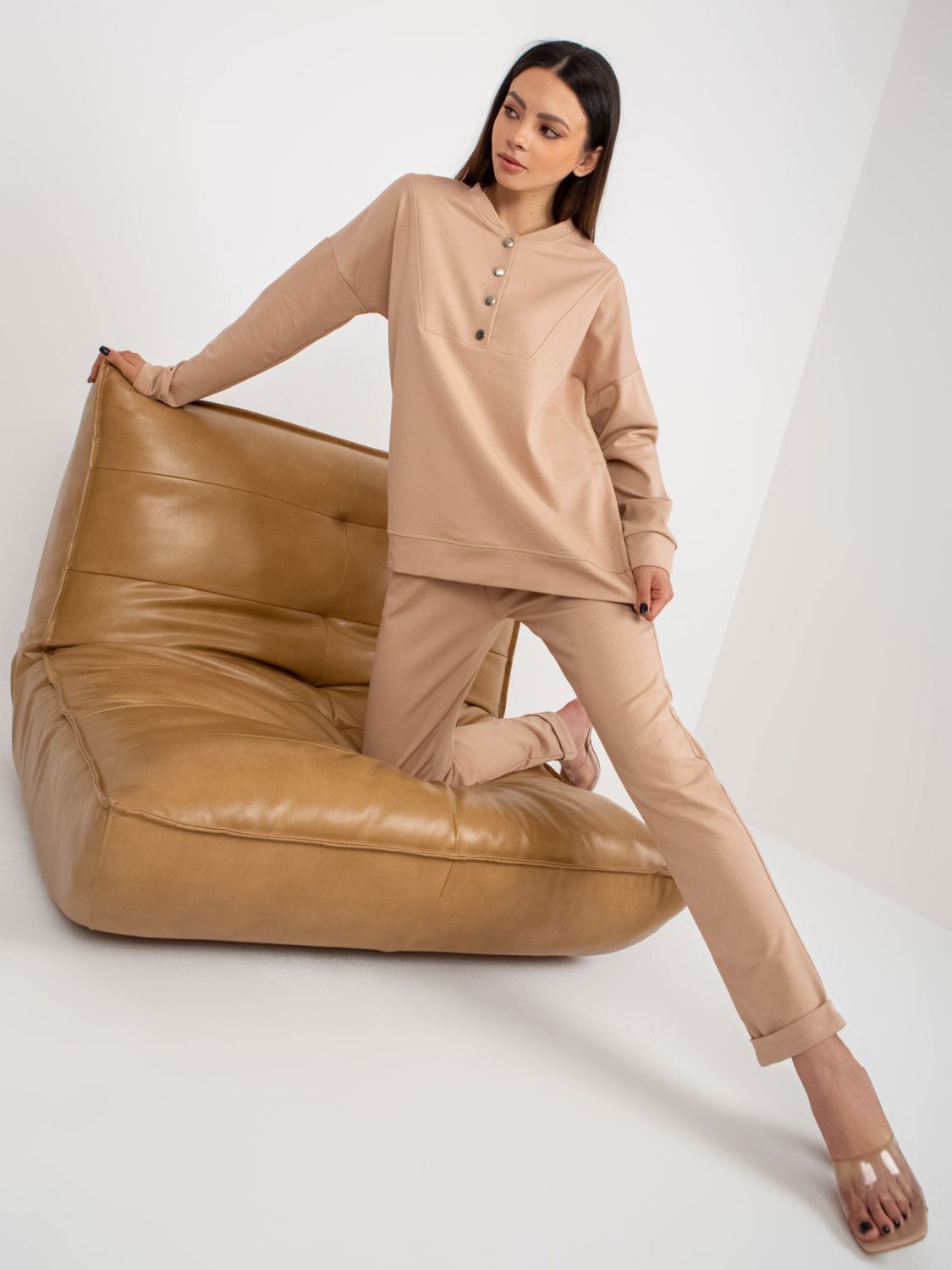 Brauner Casual-Set mit Sweatshirt