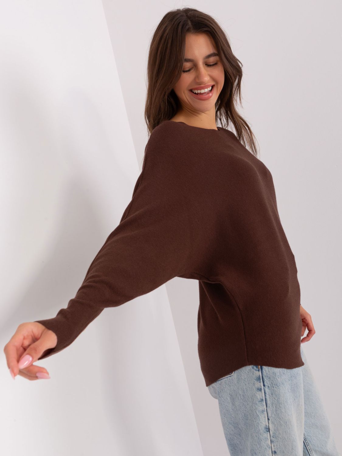 Brauner Oversize-Pullover aus Viskose