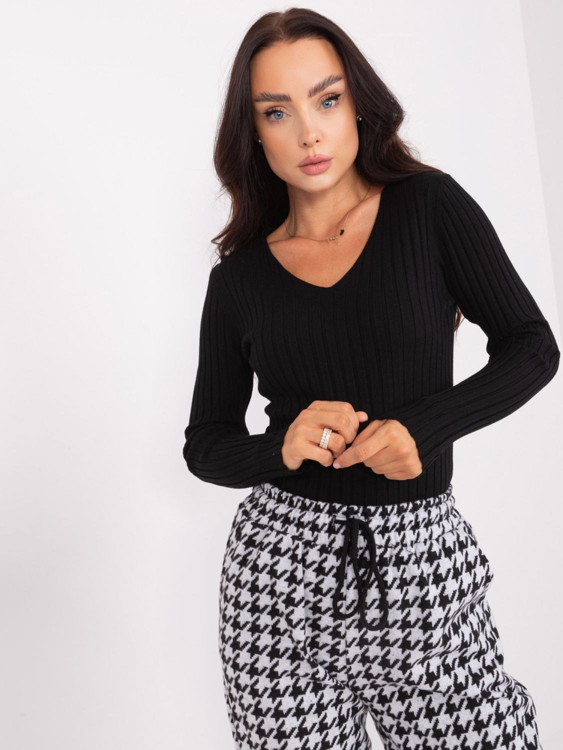 Schwarzer Damen Strickpullover