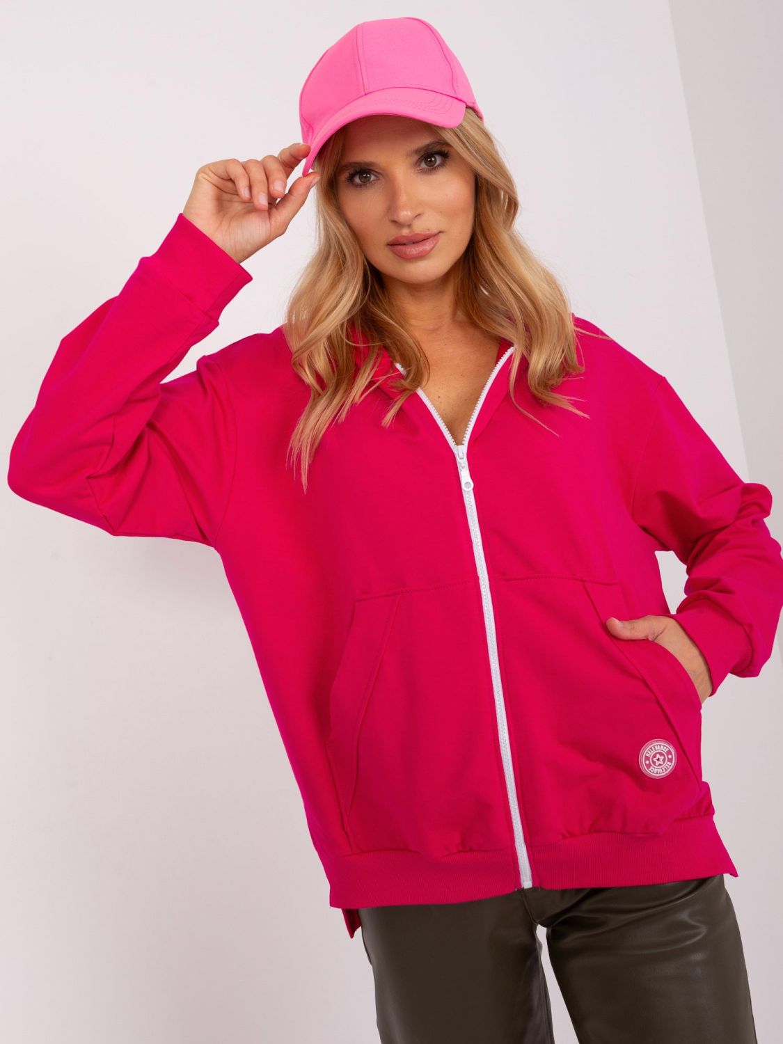 Rosa lockere Kapuzenjacke