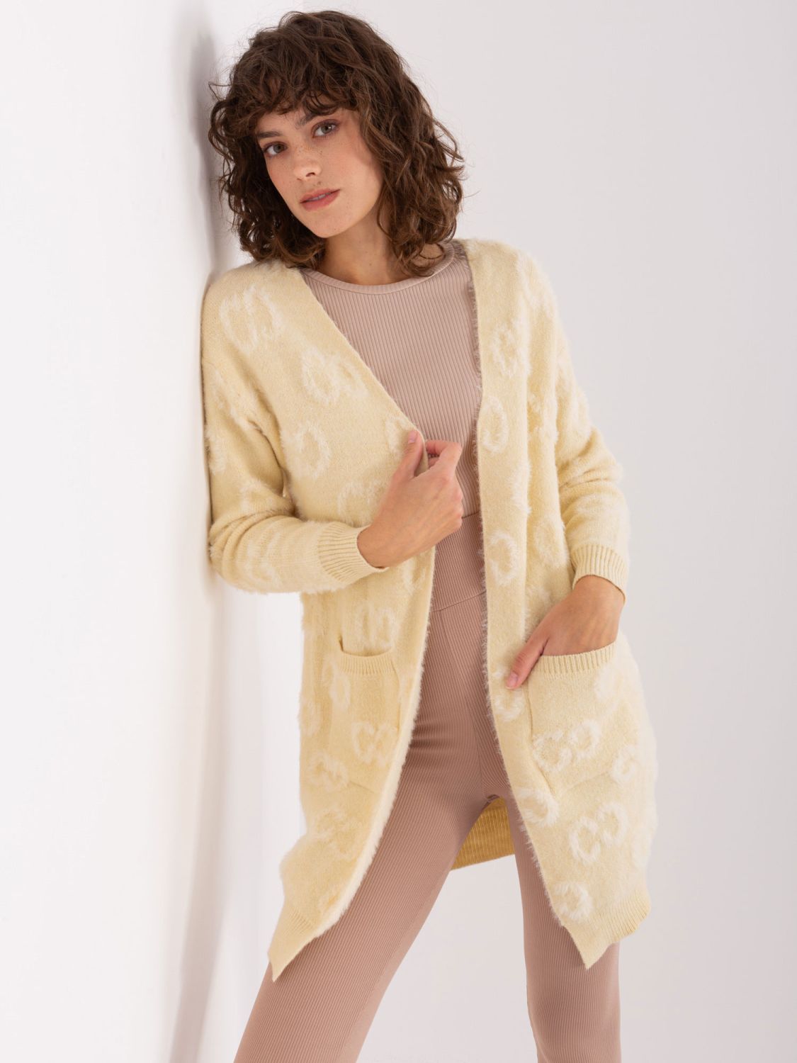 Helle beige Damen Strickjacke