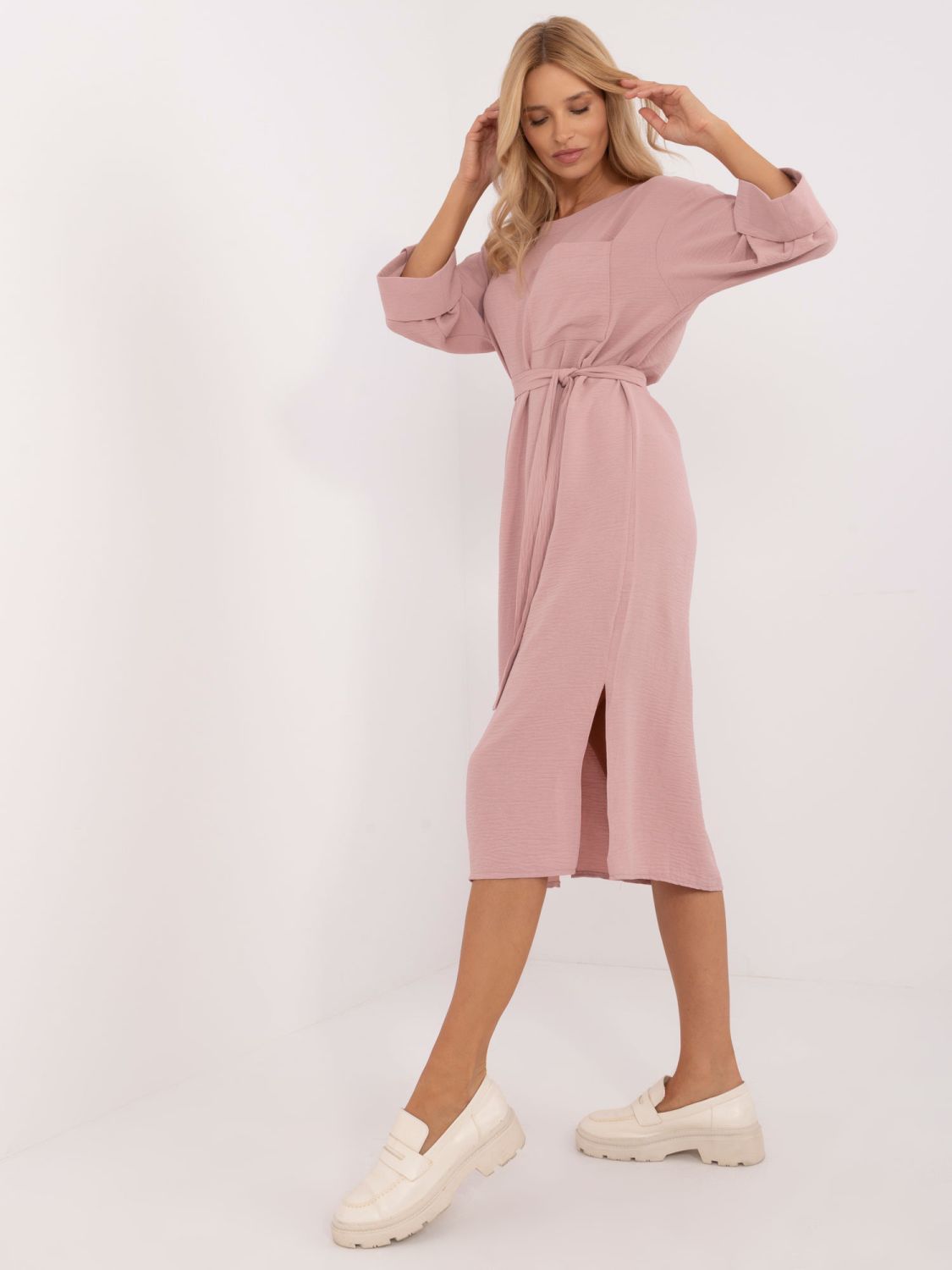 Elegantes Midi-Kleid in Dunkelrosa