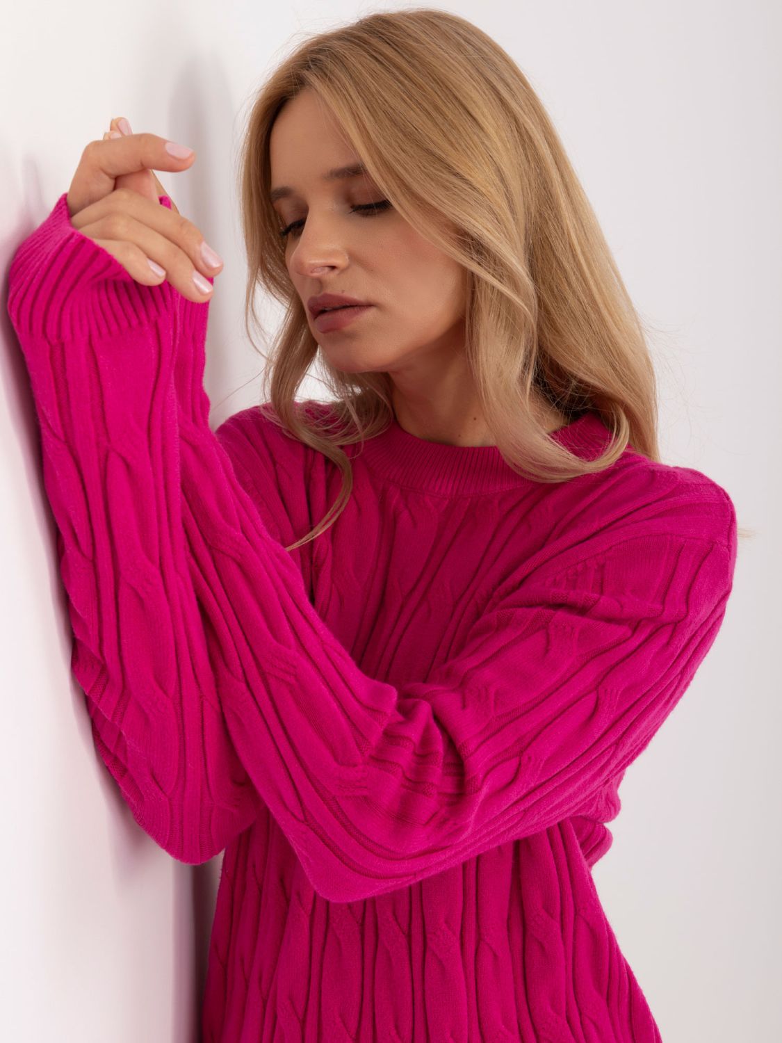 Fuchsia Pullover mit langen Ärmeln