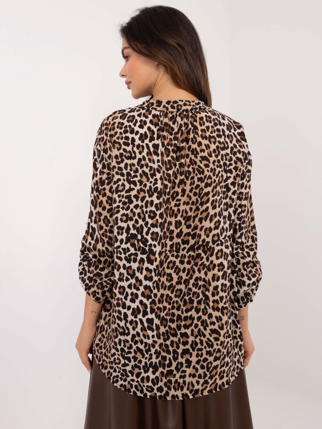 Elegante Bluse mit langen Ärmeln in Schwarz-Beige