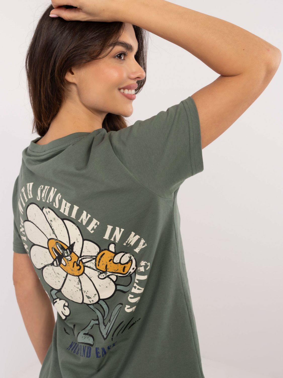 Stylische khaki Bluse mit kurzen Ärmeln