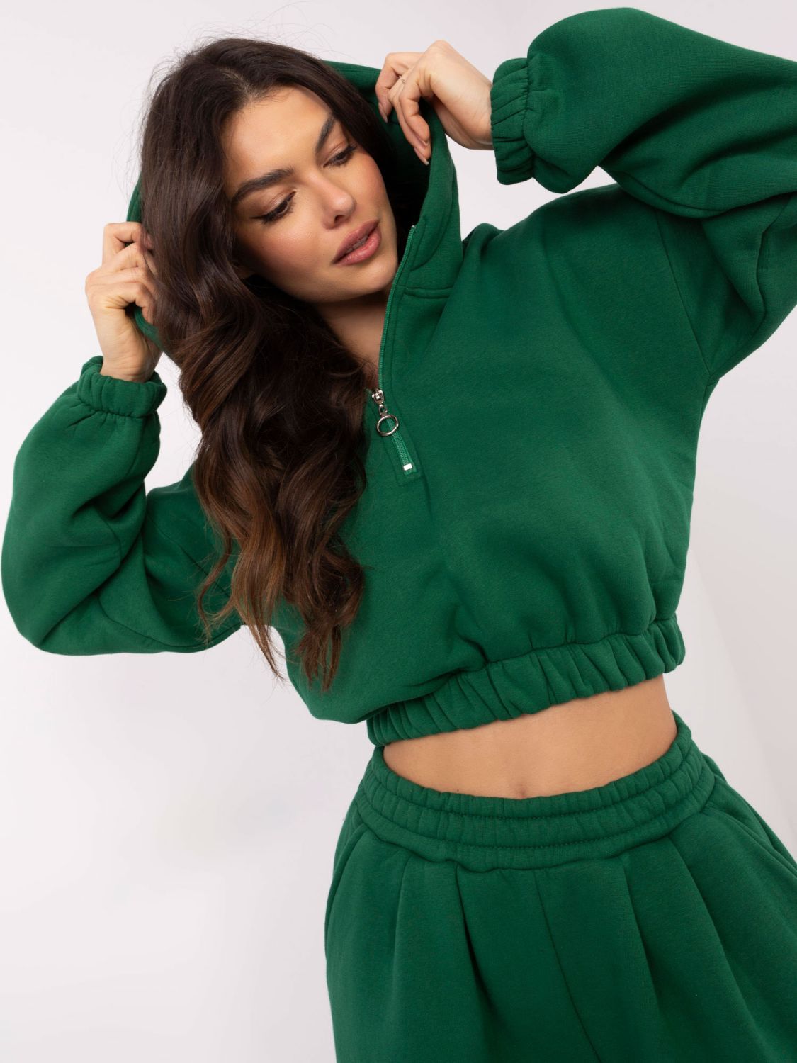 Stylisches Set mit Kapuze in Dunkelgrün