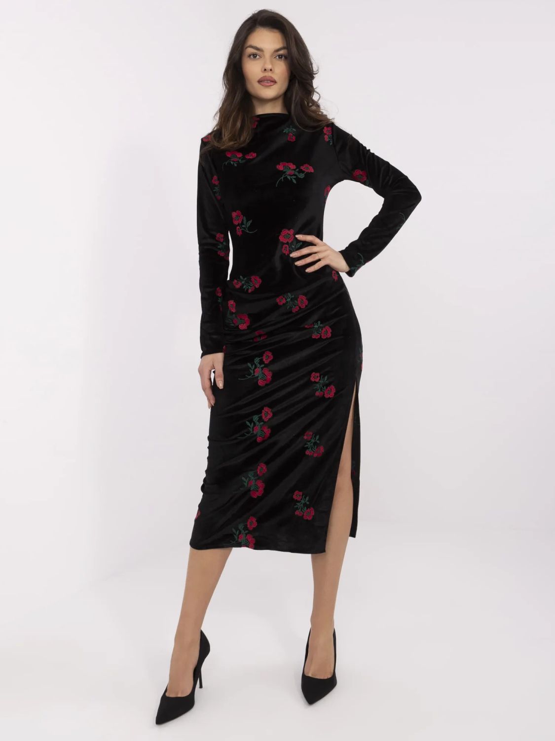 Elegantes Midi-Kleid mit langen Ärmeln