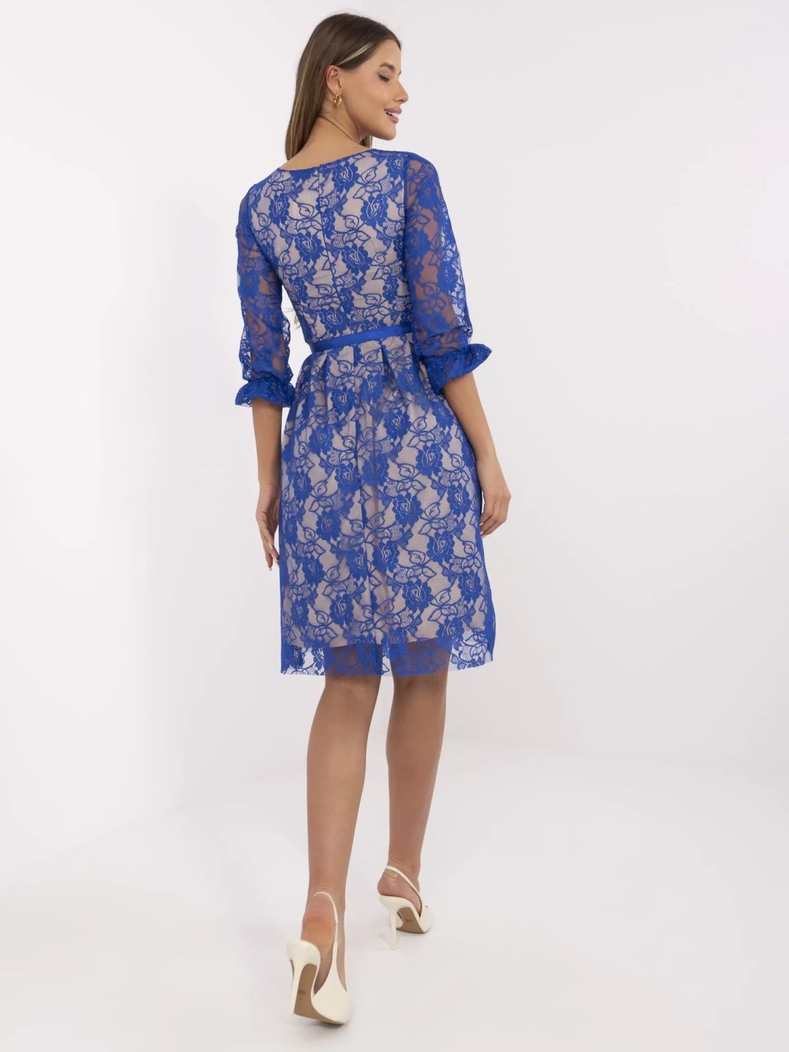 Kobalt Midi Kleid mit 3/4 Ärmeln