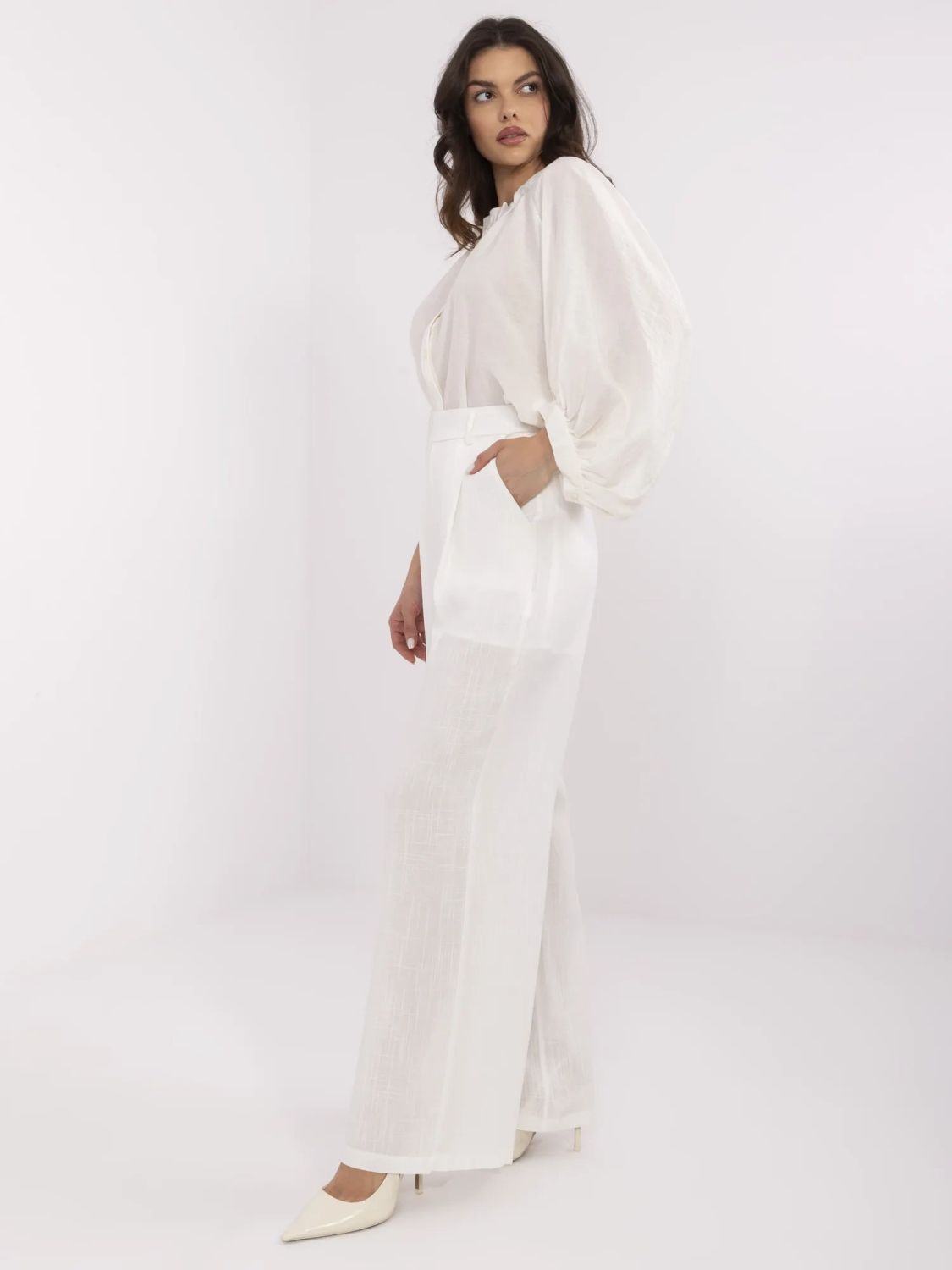 Elegante Palazzo-Hosen in Ecru