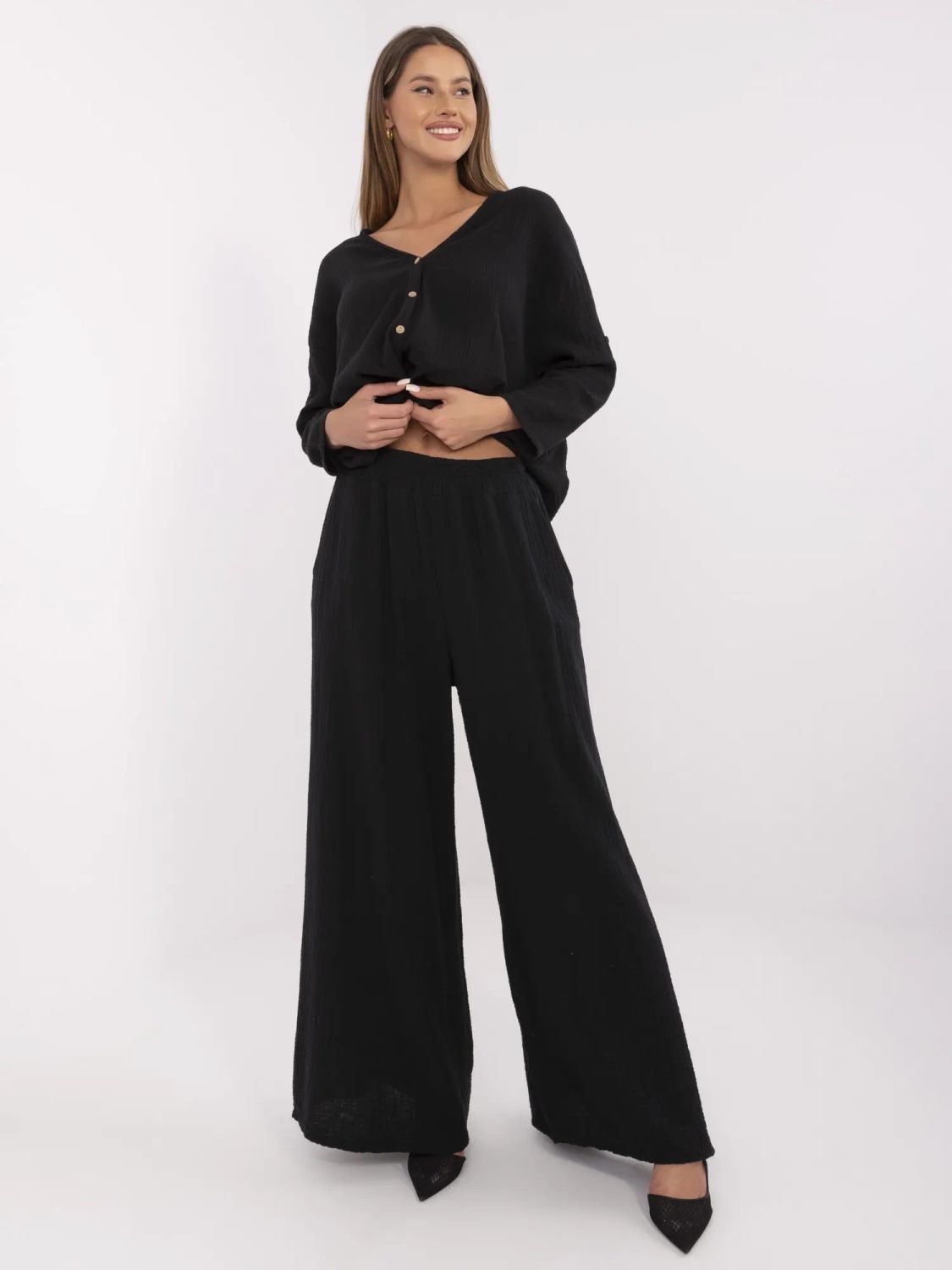 Stylische schwarze Palazzo-Hosen