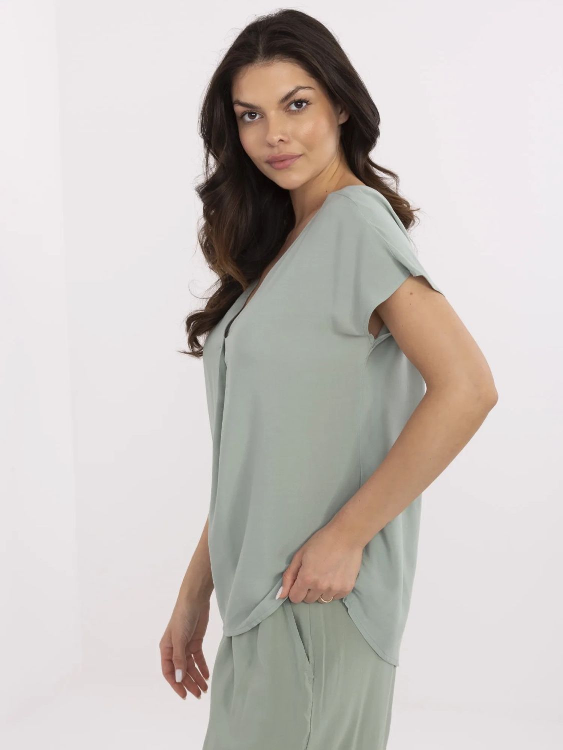 Bequeme Bluse in Pistazienfarbe
