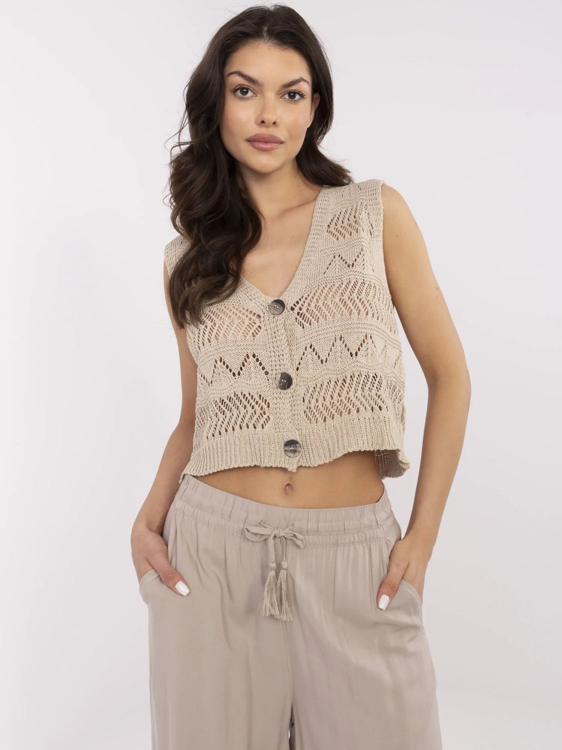 Beiger Strickpullover