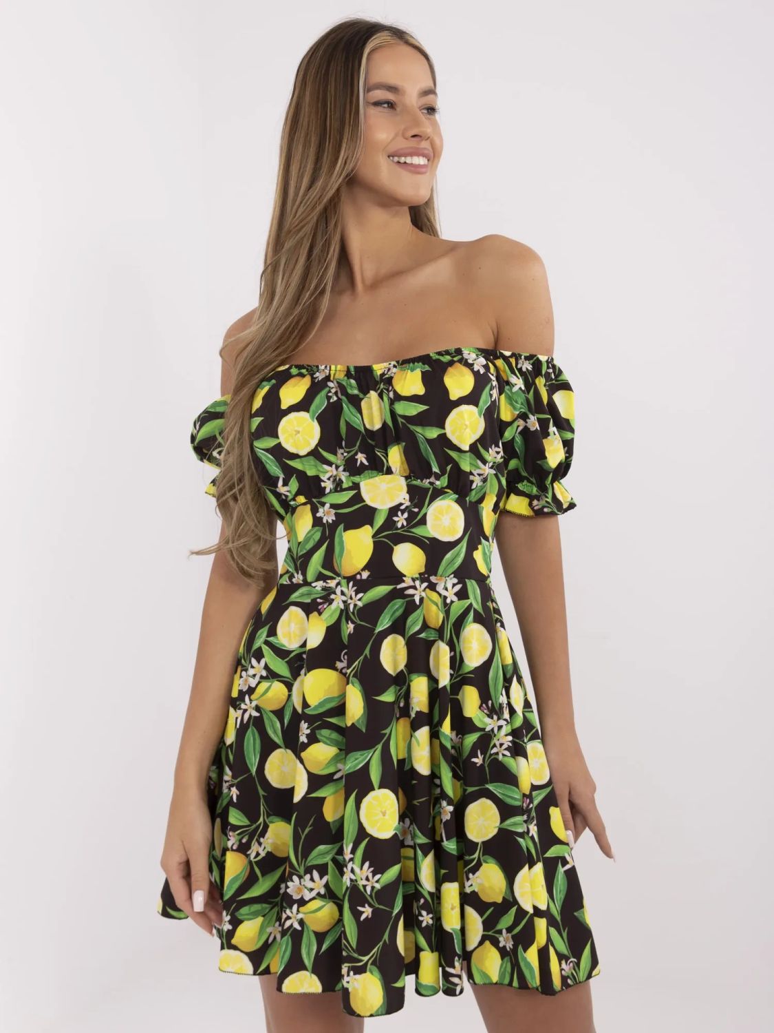 Ausgestellte Sommerkleid in Schwarz-Gelb