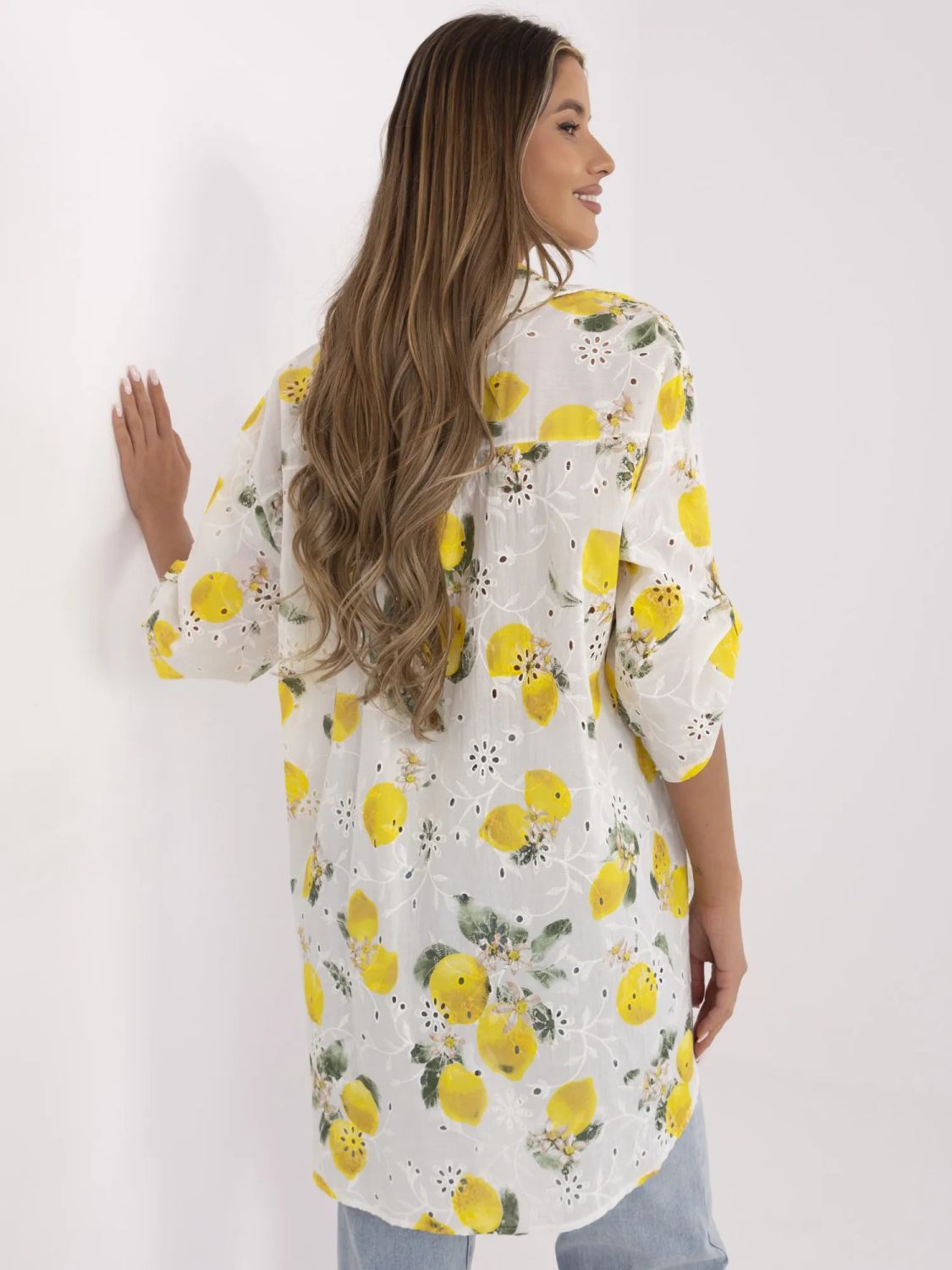 Elegante ecru Bluse mit 3/4-Ärmeln