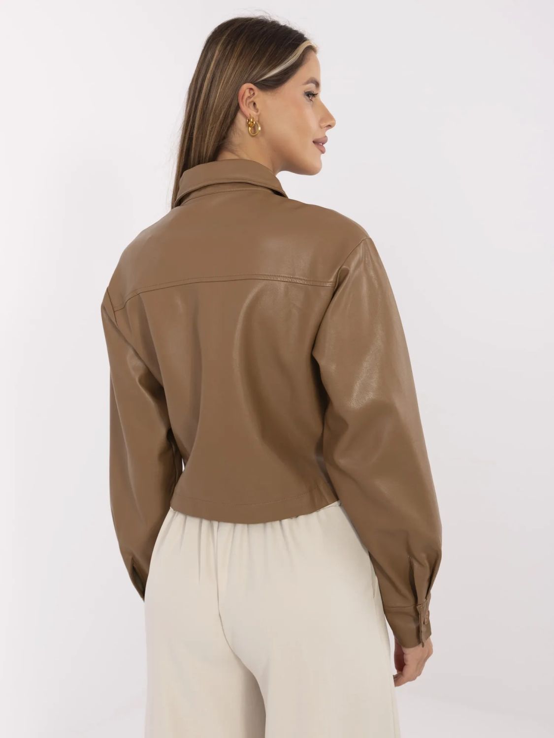 Übergangsjacke aus Kunstleder in Camel