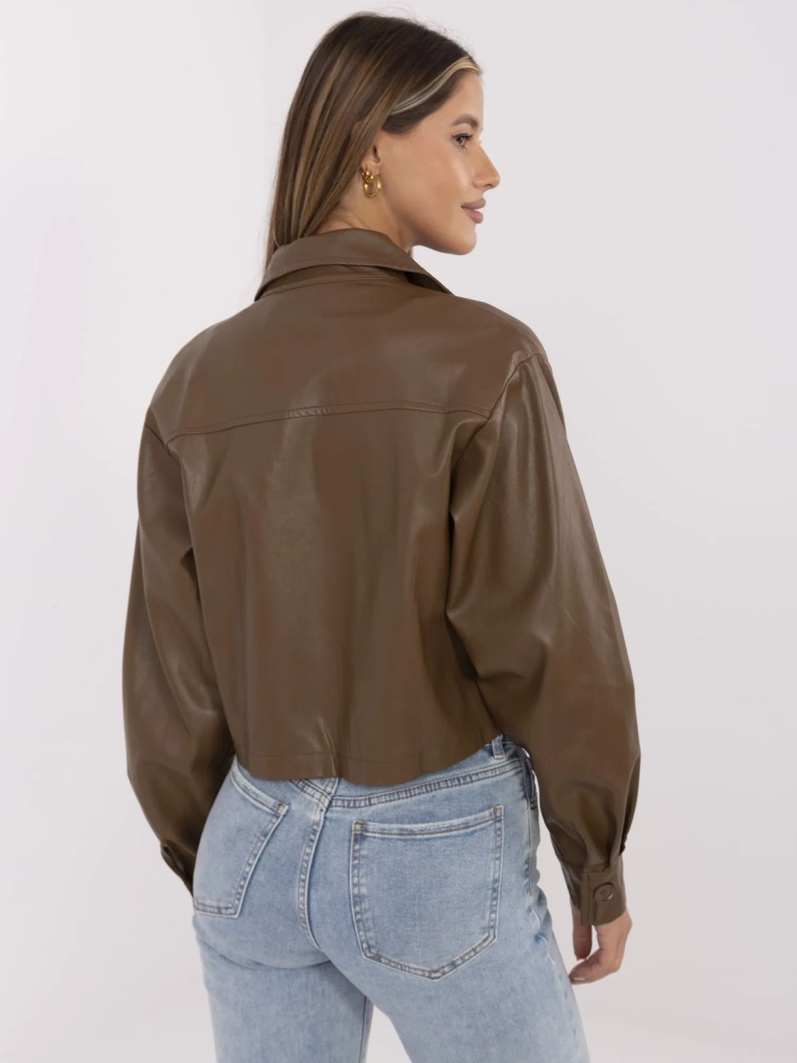 Braune Übergangsjacke aus Kunstleder